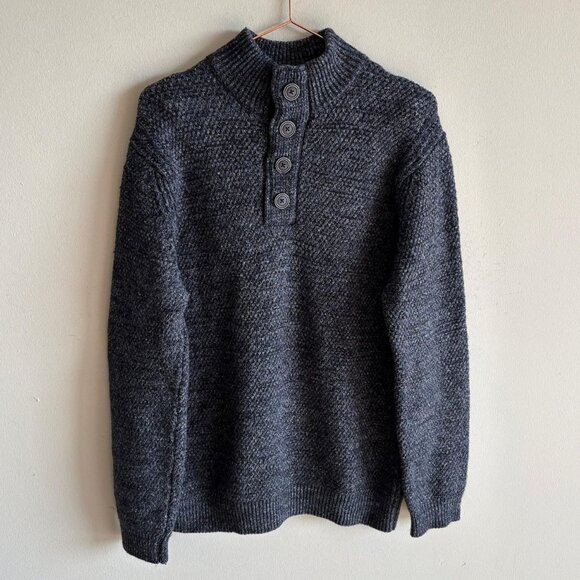 Immagini Mens Quarter Zip Turtle Neck Sweater Dark Gray Size Medium/Large - Picture 1 of 8